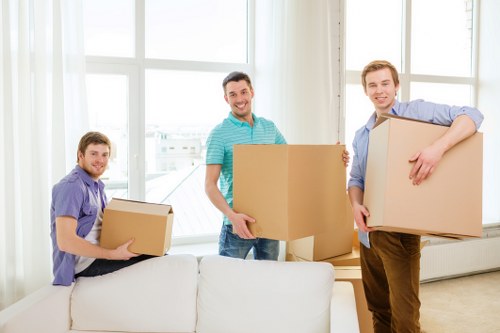 Boxes and furniture being loaded for a Kingston move