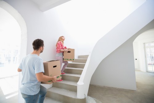 Securely packed items inside a van during transport