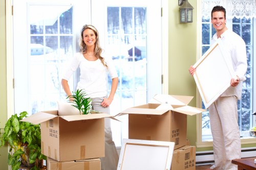 Packed boxes and furniture for a local removals service in Kingston